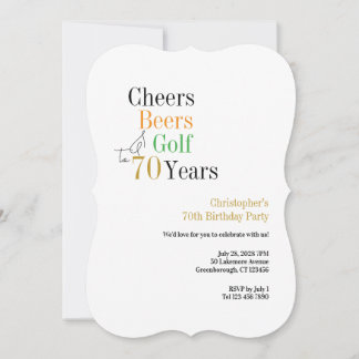 70. Geburtstags-Golf Cheers Beers Minimal Party Einladung