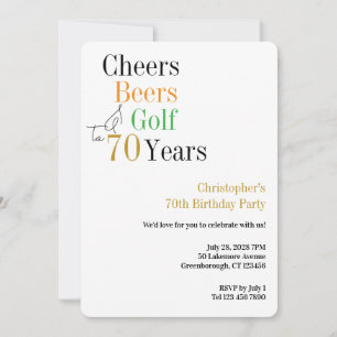 70. Geburtstags-Golf Cheers Beers Minimal Party Einladung