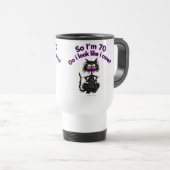 70. Geburtstags-Katzen-Geschenke Reisebecher (VorderseiteRechts)