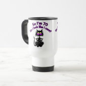 70. Geburtstags-Katzen-Geschenke Reisebecher (Vorderseite Links)