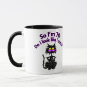 70. Geburtstags-Katzen-Geschenke Tasse (Links)