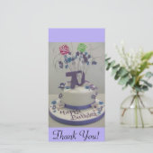 70. Geburtstags-Kuchen Dankeskarte (Stehend Vorderseite)