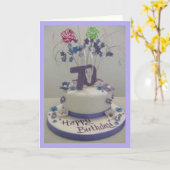 70. Geburtstags-Kuchen Karte (Gelbe Blume)