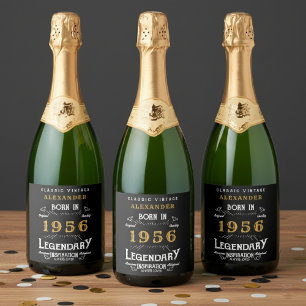 70. Geburtstags-Legende Namen einfügen 1956 Vintag Schaumweinetikett