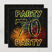 70. Geburtstags-Party Einladung mit Feuerwerken (Vorne/Hinten)