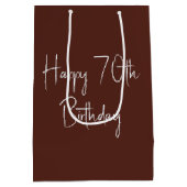 70. Geburtstagsbiere auf Smartphone Mittlere Geschenktüte (Rückseite)