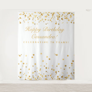 70. Geburtstagsdekoration, White and Gold Photoboo Wandteppich