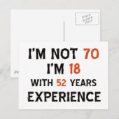 70. Geburtstagsdesigns Postkarte (Vorne/Hinten)