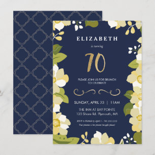70. Geburtstagseinladung, elegante Blume nach Maß Einladung