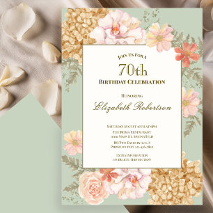 70. Geburtstagseinladung Herbstfarben Floral Sage Einladung