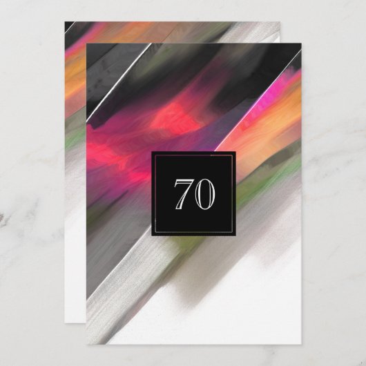 70. Geburtstagsfeier Abstrakte Malerei Einladung (Vorne/Hinten)