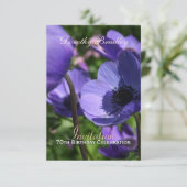 70. Geburtstagsfeier Anemone Custom Invite Einladung (Stehend Vorderseite)