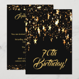 70. Geburtstagsfeier auf schwarz mit leuchtenden S Einladung