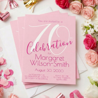70. Geburtstagsfeier Blush Pink Einladung