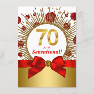 70. Geburtstagsfeier einer Frau Rot und Gold Einladung