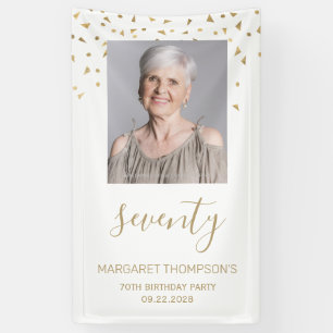 70. Geburtstagsfeier Foto Gold Konfetti Weiß Banner