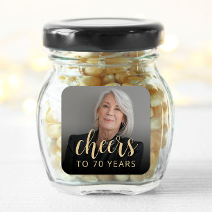 70. Geburtstagsfeier Foto Prost Quadratischer Aufkleber