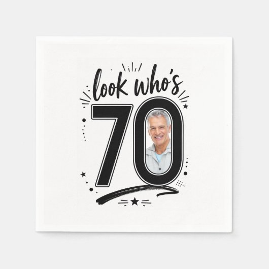 70. Geburtstagsfeier-Fotorahmen Serviette (Vorderseite)