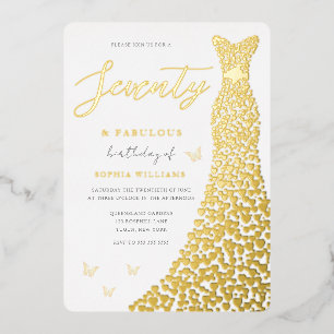70. Geburtstagsfeier Gold Herz Kleid Echt Folieneinladung