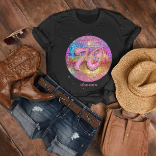 70. Geburtstagsfeier Gold Pink Glitter Disco Kugel T-Shirt