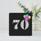 70. Geburtstagsfeier mit Ballon-Bunch Einladung (Stehend Vorderseite)