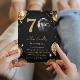 70. Geburtstagsfeier mit Ballons und Glitzer Einladung