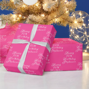 70. Geburtstagsfeier Name Hot Pink Modernes Muster Geschenkpapier