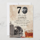 70. Geburtstagsfeier | Oldtimer-Auto & Whiskey Einladung (Vorderseite)