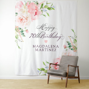70. Geburtstagsfeier Rosa Pfingstrose Floral Benut Wandteppich