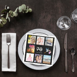 70. Geburtstagsfeier Schwarzes Foto Collage Name Serviette