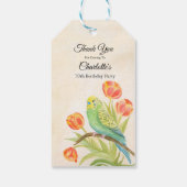 70. Geburtstagsfeier Sittich mit Tulpen Geschenkanhänger (Rückseite)