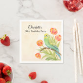 70. Geburtstagsfeier Sittich mit Tulpen Serviette (Beispiel)