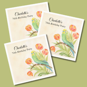 70. Geburtstagsfeier Sittich mit Tulpen Serviette