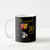 70. Geburtstagsfeier Sparkling Schwarz Kaffeetasse (Links)
