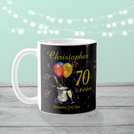 70. Geburtstagsfeier Sparkling Schwarz Kaffeetasse