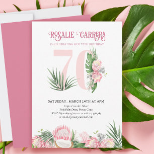 70. Geburtstagsfeier Tropical Pink Protea Nummer 7 Einladung