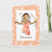 70. Geburtstagsfrau Sweet Niedlich Cartoon Champag Karte (Vorderseite)