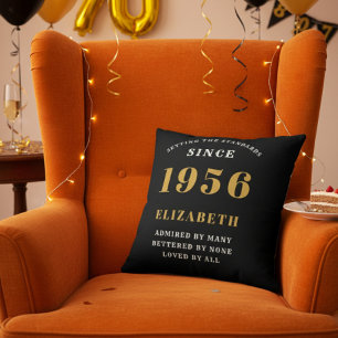 70. Geburtstagsgeschenk Personalisiert 1956 Schwar Kissen