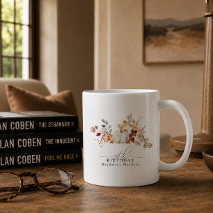 70. Geburtstagsgeschenk Weiße Kürbis Herbstblumen Kaffeetasse
