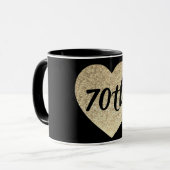 70. Geburtstagsgoldsequin-Herz-Tasse Tasse (Vorderseite Links)