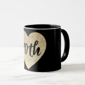 70. Geburtstagsgoldsequin-Herz-Tasse Tasse (VorderseiteRechts)