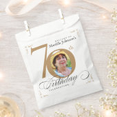 70. Geburtstagskalligraphie Gold Weißes Elegantes Geschenktütchen (Ausgeschnitten)