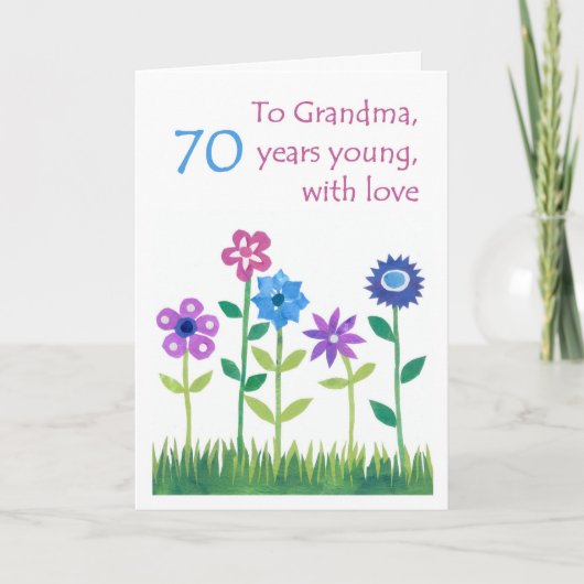 70. Geburtstagskarte für Großmutter - Blume Karte (Vorderseite)