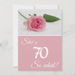 70. Geburtstagskarte mit rosa Rose für sie - Motiv