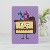 70. Geburtstagskuchen mit Kerzen Einladung (Stehend Vorderseite)