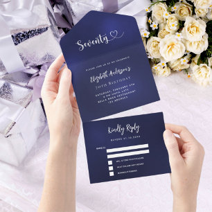 70. Geburtstagsnacht blaue silberne uAwg All In One Einladung