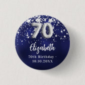70. Geburtstagsnacht blaue Silberstars Button (Vorderseite)