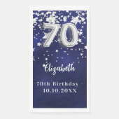 70. Geburtstagsnacht blaue Silberstars Serviette (Vorderseite)