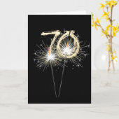 70. Geburtstagsparkler auf schwarz Karte (Gelbe Blume)