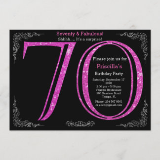 70. Geburtstagsparty, 70., Gatsby, schwarzes Silbe Einladung